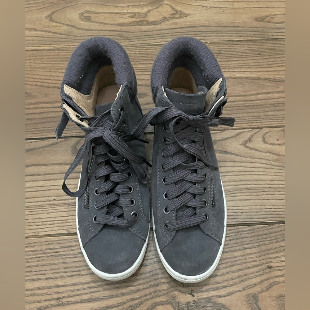 UGG Gray Suede, Zipper & Lace Up Hightop Sneakers